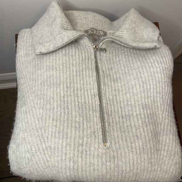 J. Crew Half Zip Sweater Merino Wool Alpaca Blend Gray Heather Dove Size 2X - Picture 2 of 5